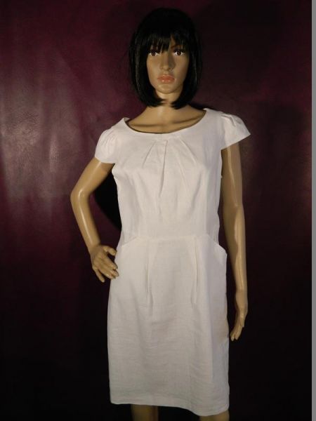 Kleid Weiß Leinen Gr. 38