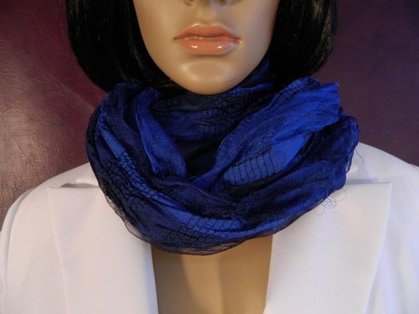 Halstuch, Blau, mit Fransen