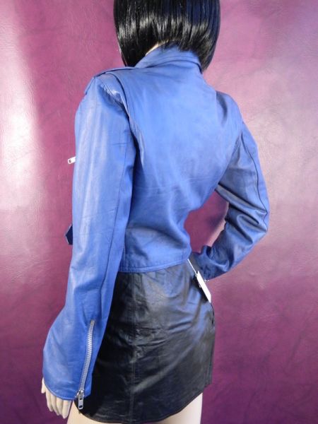 Biker-Lederjacke, Blau Gr. M