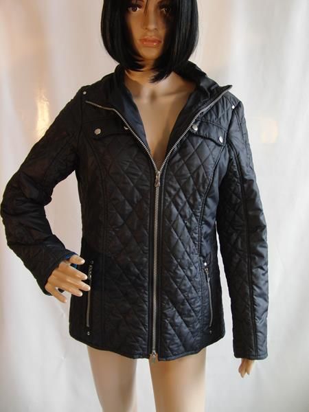 Steppjacke schwarz im Bikerstil Gr. 40