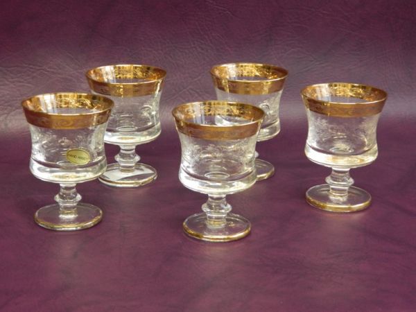 5 Wein-Gläser, Bleikristall