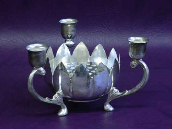 Kerzenständer, 3-armig, mit Schale