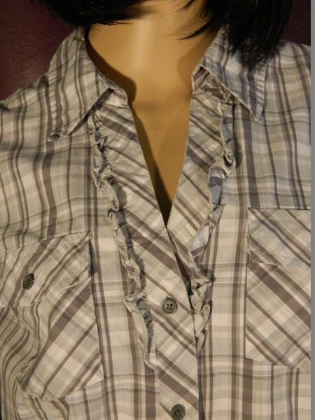Flame Bluse Grau Kariert Gr. XL (42)