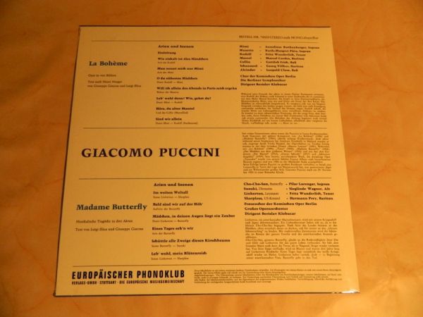 LP Puccini, La Boheme und Madame Butterfly