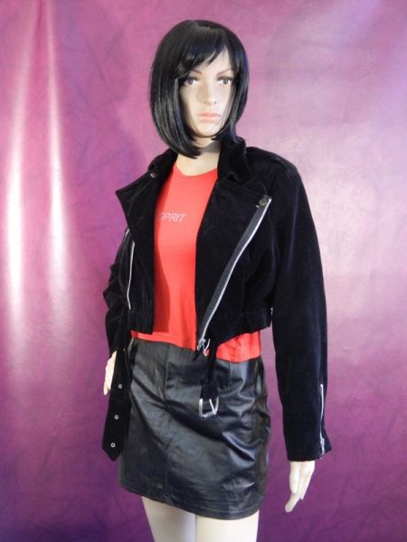 Biker-Jacke, Samt Gr. S