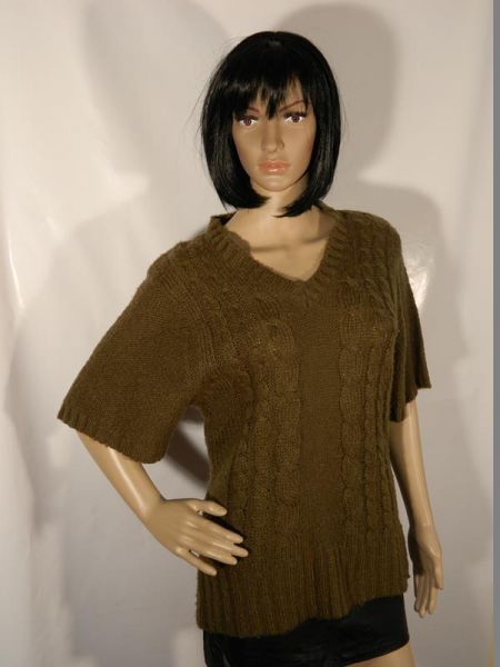 Vestino Pullover Kurzarm Strick Khaki Gr. 40