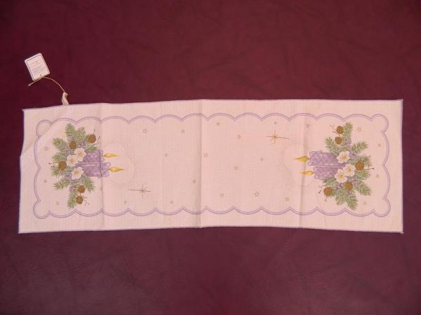 Tischdecke, Weiß/Lila, Weihnachten