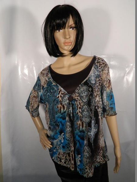 C&A Bluse Türkis Braun Gr. 50