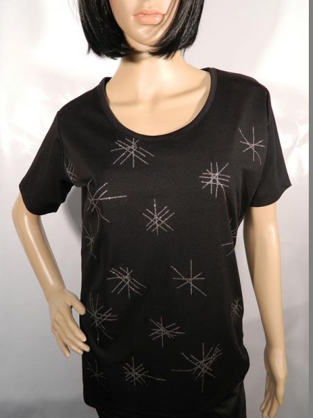 Gina Benotti Shirt Schwarz mit Silber Gr. L