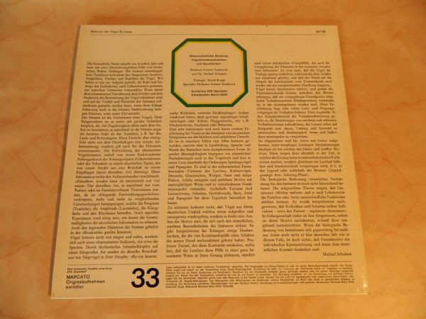 2 LPs Stimmen der Vögel Mitteleuropas