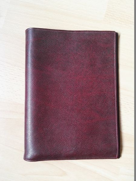 Buch Schutzumschlag Leder Bordeauxrot/Braun