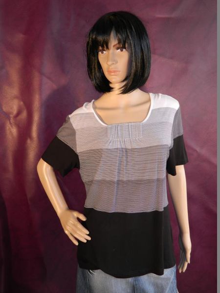 Shirt Schwarz/Weiß Gestreift, ca. Gr. 40