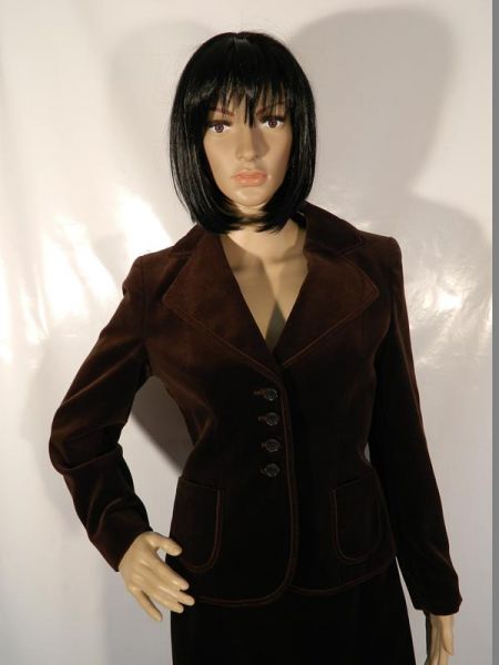 Kostüm Braun Samt Rock + Bluse Gr. 40 (2-teilig)