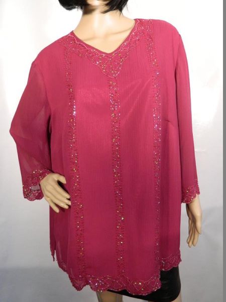 Bluse Pink mit Pailletten Gr. 48