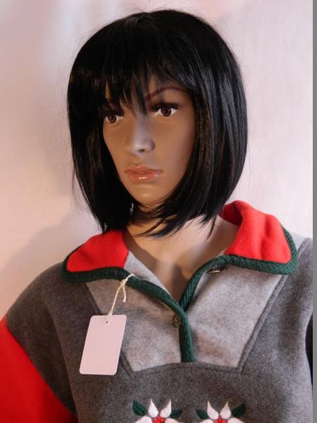 Pullover Grau/Rot bestickt mit Blumenmotiv, Gr. 44/46