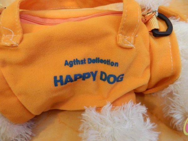 Stoffhund Tasche "Happy Dog" Orange