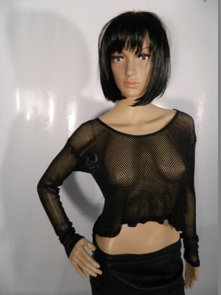 Clockhouse Netzshirt Schwarz kurz Gr. 38/40