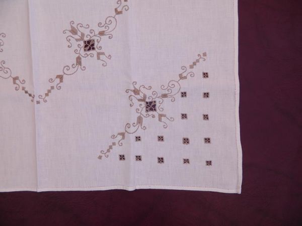 Tischdecke, Weiß/Braun