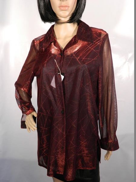 Hemd Rot glänzend mit Top Schwarz Gr. L