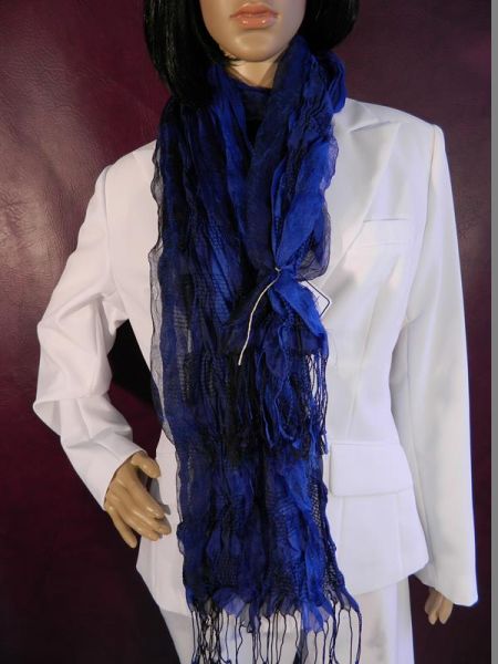 Halstuch, Blau, mit Fransen
