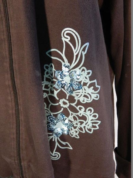 MB Sweat-Jacke Braun Blumenaufdruck Gr. 46/48
