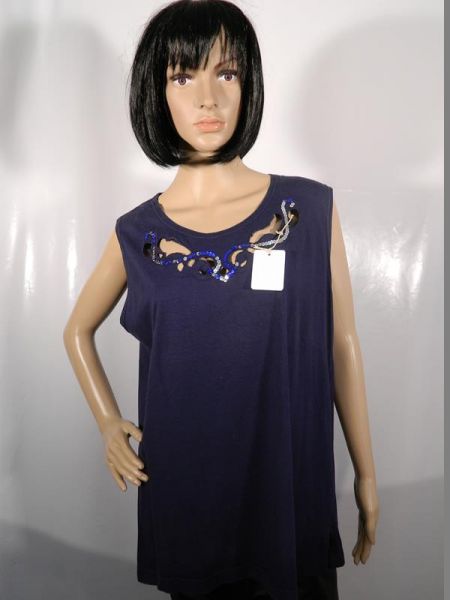 Madame Top Blau mit Verzierung am Kragen Gr. 44/46