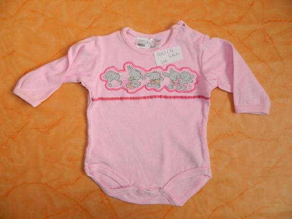 Body Langarm Rosa Hasenmotiv Gr. 50/56