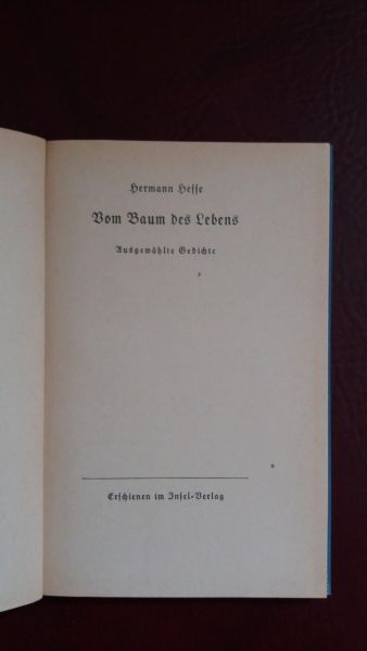 Hermann Hesse, Vom Baum des Lebens - ausgewählte Gedichte