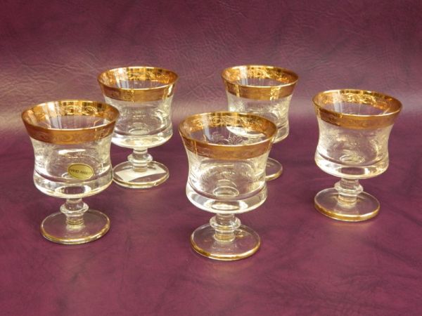 5 Wein-Gläser, Bleikristall