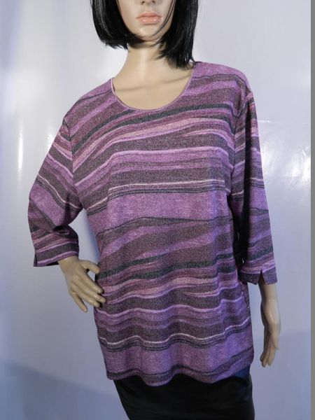 Sweatshirt Lila Streifen Gr. XL