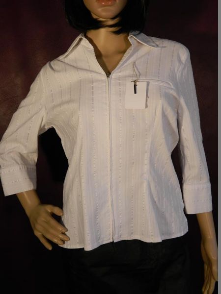 Bluse Weiss mit silbernen Streifen Gr. 42