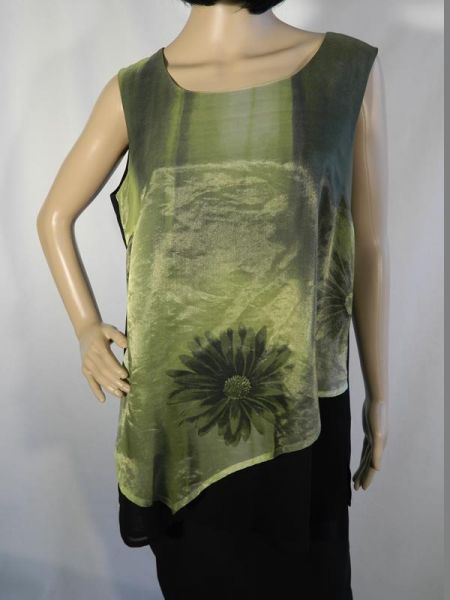 Merrytime evening Bluse mit Rock, Schwarz/Grün, Gr. M/40