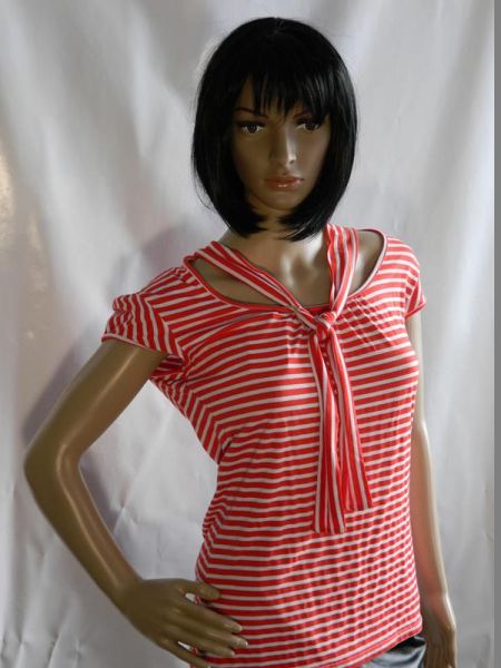 Shirt Rot/Weiß gestreift mit festem Halstuch ca. Gr. 38