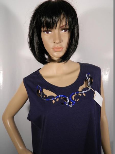 Madame Top Blau mit Verzierung am Kragen Gr. 44/46