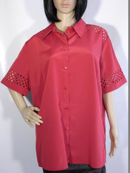 Bluse Weinrot mit ausgeschnittenem Muster Gr. 48