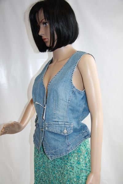 Damen Weste Stretch-Jeans Gr. S Used