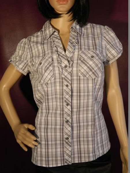 Flame Bluse Grau Kariert Gr. XL (42)