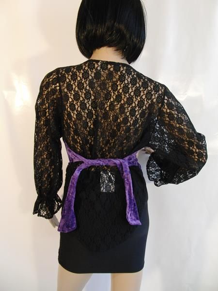 Lila Bluse mit Spitze (One Size) Gr.38