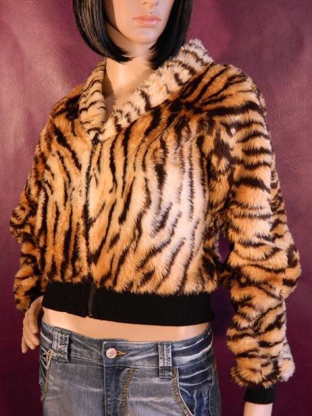 Felljacke, Tigerstreifen, Gr. S/M