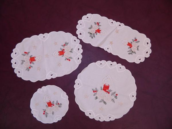 Tischdeckchen-Set, Weiß, Weihnachten (4-teilig)