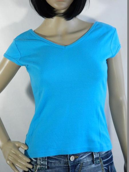 Shirt Blau mit V-Ausschnitt Gr. M