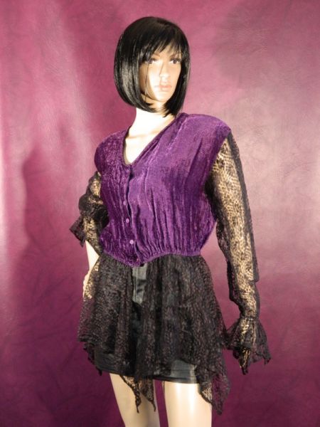 Bluse, Samt und Spitze