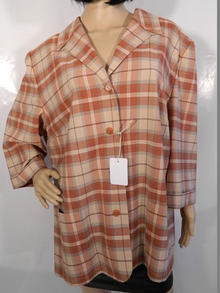 Blazerbluse Braun kariert Gr. 48