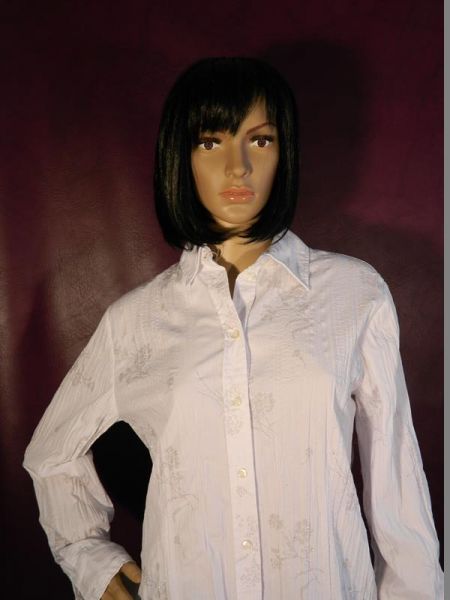 Bluse Weiss mit silber glitzerndem Blumenmuster Gr. 42