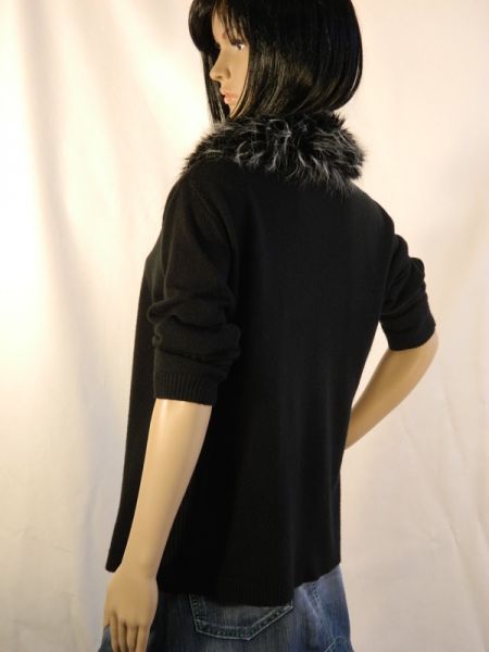 Strickjacke mit Fellimitatkragen, Größe: M