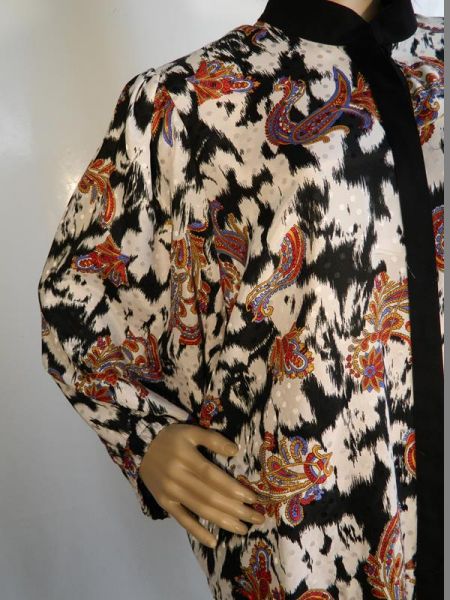 Lima Bluse Schwarz/Weiss mit Rot/Blau Gr. 48