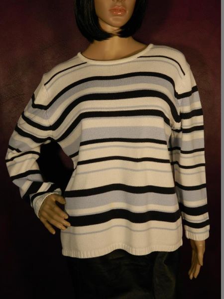 Kimmy Pullover Weiß/Blau Streifen Gr. S