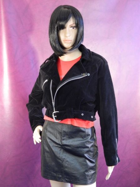 Biker-Jacke, Samt Gr. S