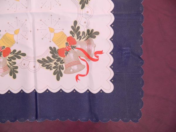 Tischdecke, Weiß/Blau, Weihnachtsmotiv