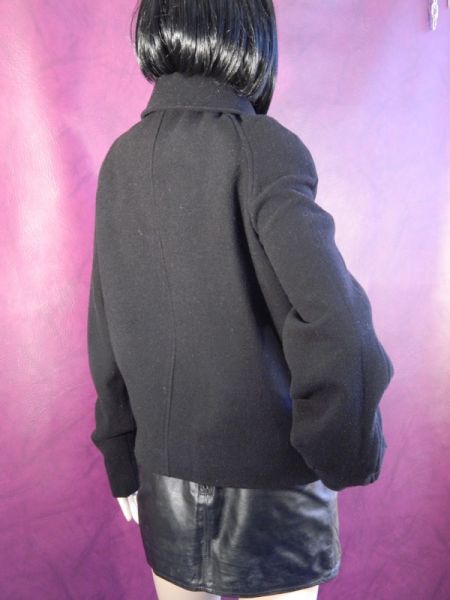 Woll-Jacke Biker-Stil schwarz mit Gürtel Gr. 40